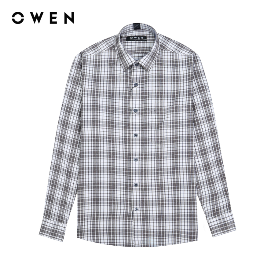 OWEN - Áo sơ mi nam Dài tay form Regular Fit chất liệu Nano kẻ sọc nhỡ có túi - AR20930DT