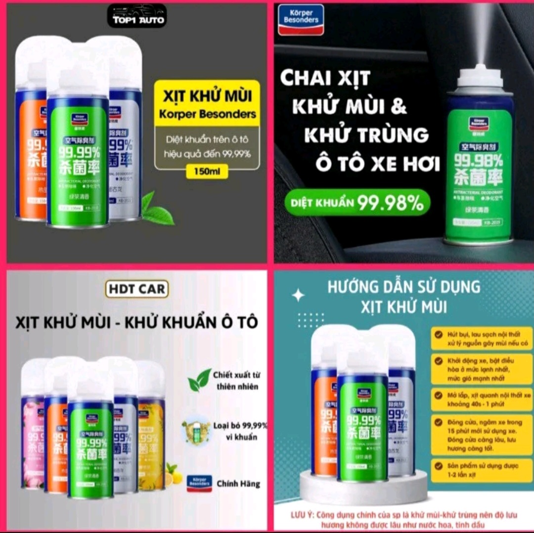 1 CHAI XỊT KHỬ MÙI DIỆT KHUẨN THƠM XE HƠI ÔTÔ CAO CẤP