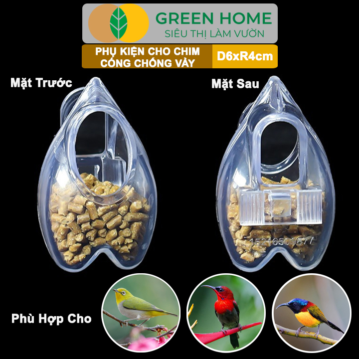 Cóng Chống Vảy Cho Chim GreenHome, Size S, Nhựa Mica, Cho Chim Hút Mật, Khuyên,.. Siêu Bền, Nhỏ Gọn
