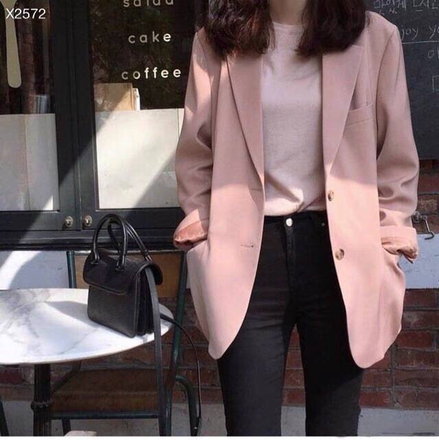 ÁO KHOÁC BLAZER SUÔNG TRƠN TAY DÀI FORM RỘNG BASIC CƠ BẢN NỮ DẠO PHỐ DỰ TIỆC CÔNG SỞ