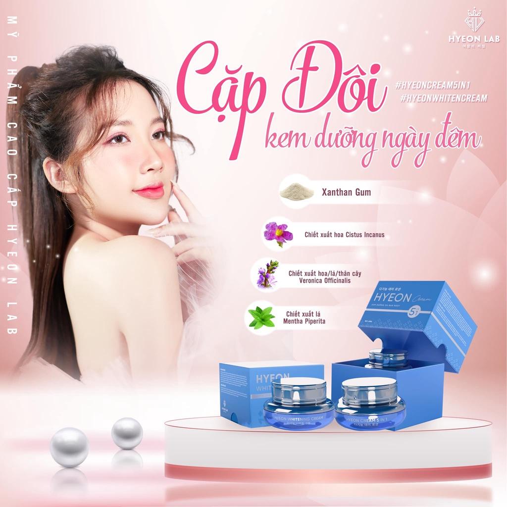 Hyeon Cream 5 in 1| Kem dưỡng da ban ngày Hyeon Lab|chống nắng SPF55 PA + + +, HA giữ nước dưỡng trắng căng bóng sau 30s