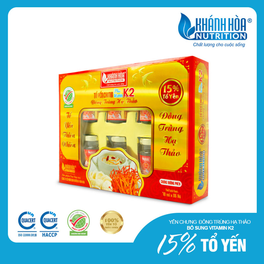 Tổ Yến 15% Chưng Đường Phèn Bổ Sung Đông Trùng Hạ Thảo Và Vitamin K2 Khánh Hòa Nutrition – Lọ 70ml