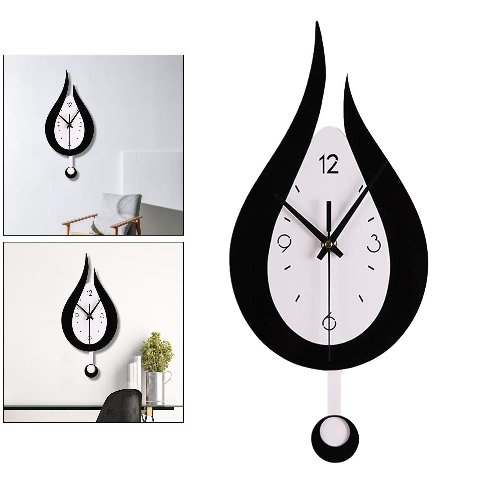 Set of 2 Modern Pendulum Kitchen Wall Clocks Battery Operated Decorative Clock