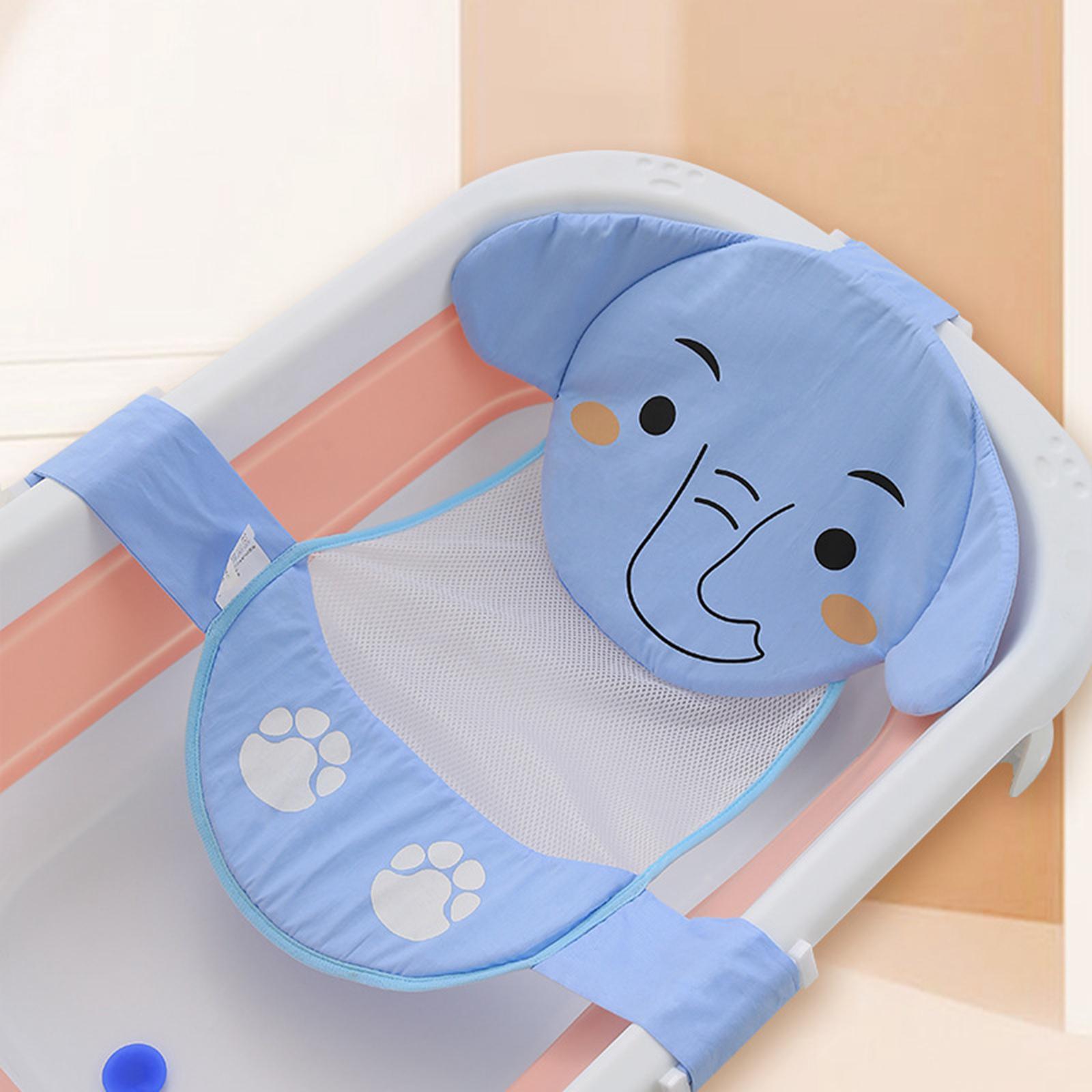 Cute Elephant Baby Bath Pad Infant Bath Support Seat for 0-12M Baby Infant Blue