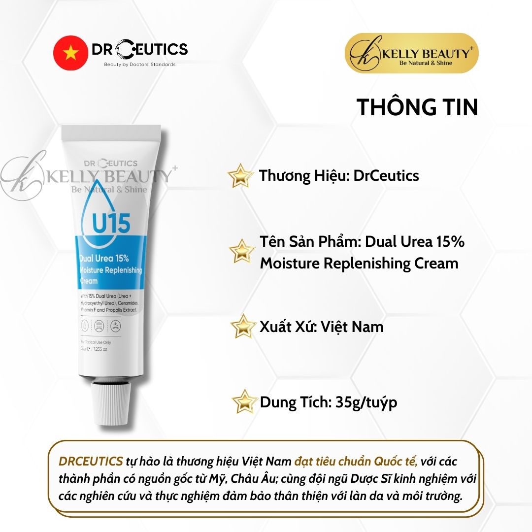 Kem Cấp Ẩm DrCeutics Dual Urea 15% Moisture Replenishing Cream - Giúp Da Căng Mịn, Phục Hồi Da Mỏng Đỏ - Kelly Beauty