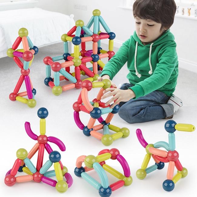 Bộ đồ chơi xếp hình nam châm 64 PC, chất liệu nhựa ABS bọc ngoài an toàn