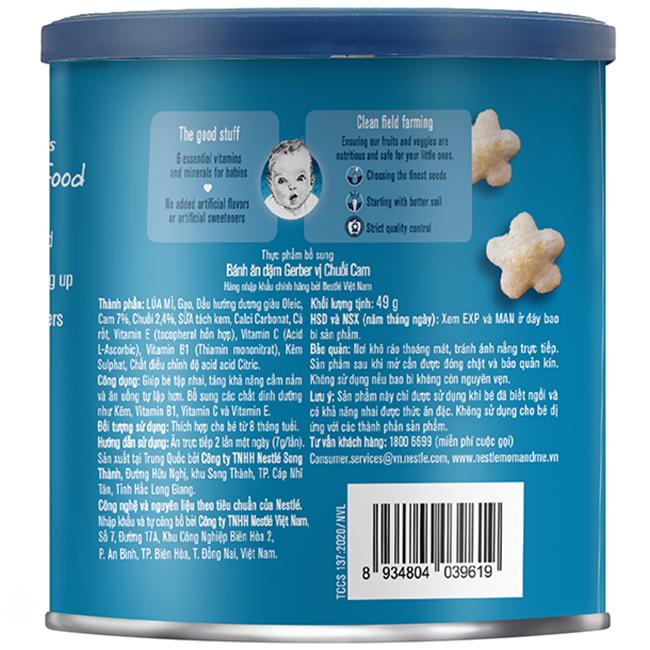 Bánh Ăn Dặm Gerber Puffs Chuối Cam 49g