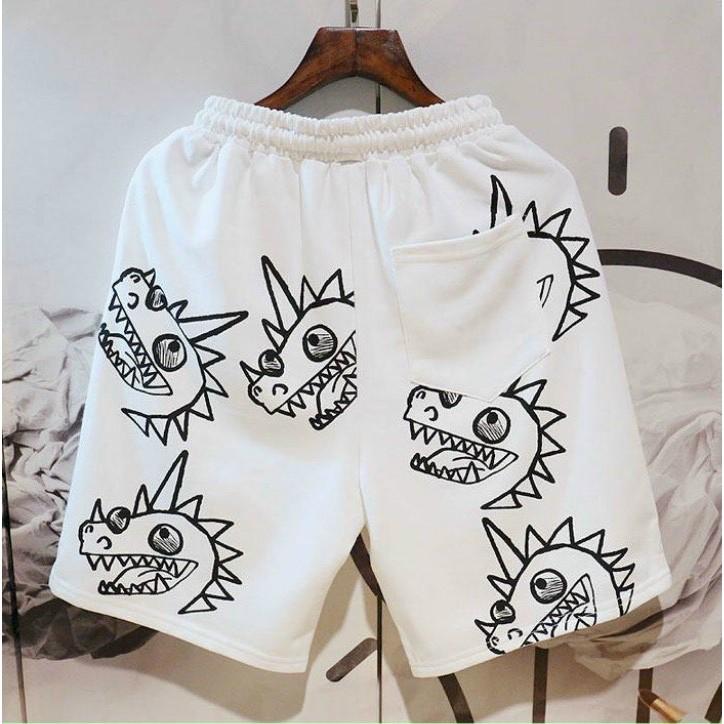 Quần short Unisex ́ ̉ ̣̂ Quần đùi chất nỉ da cá, Nam nữ đều mặc được Co Giãn 4 Chiều Hoạ Tiết Hoạt Hình