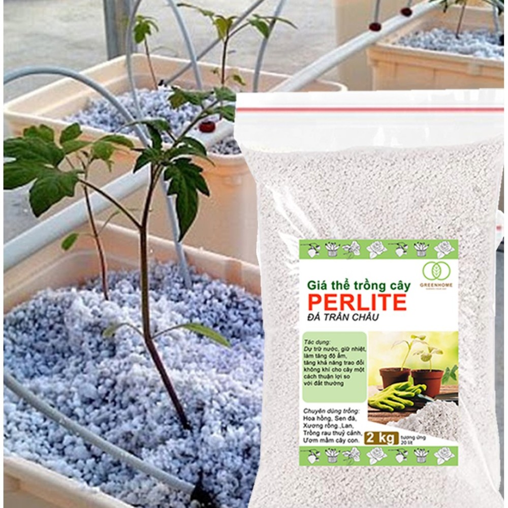 Đá Perlite (đá trân châu)-thích hợp để trồng hoa, trồng lan,hoa sen đá-bổ sung chất dinh dưỡng, điều hòa nhiệt độ -2kg