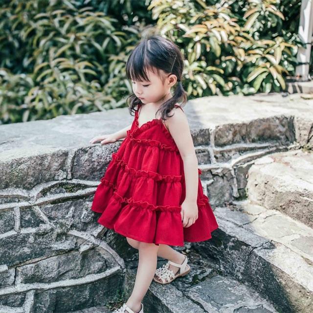 Váy tầng nhún bèo điệu đà cho bé