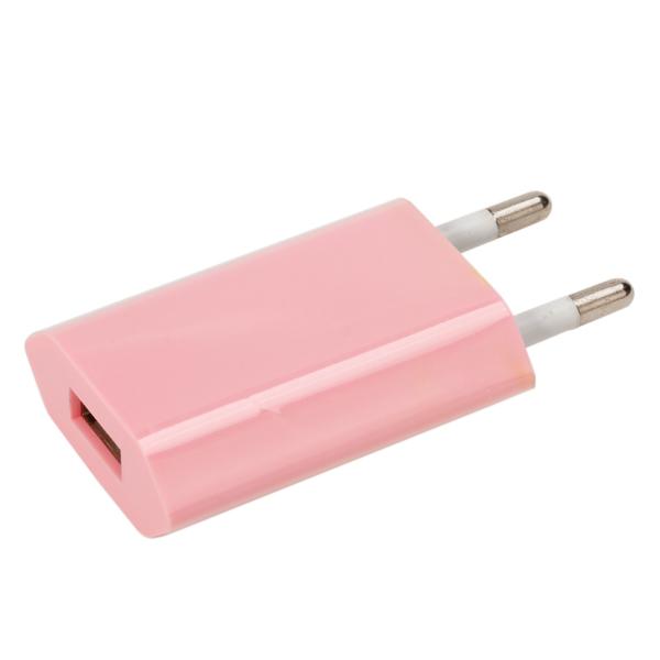 USB AC Power Adapter Wall Charger with EU Plug for iPhone iPod - Pink