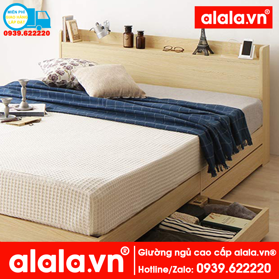 Giường ngủ ALALA01 (1m4x2m) gỗ HMR chống nước - www.ALALA.vn® - Za.lo: 0939.622220