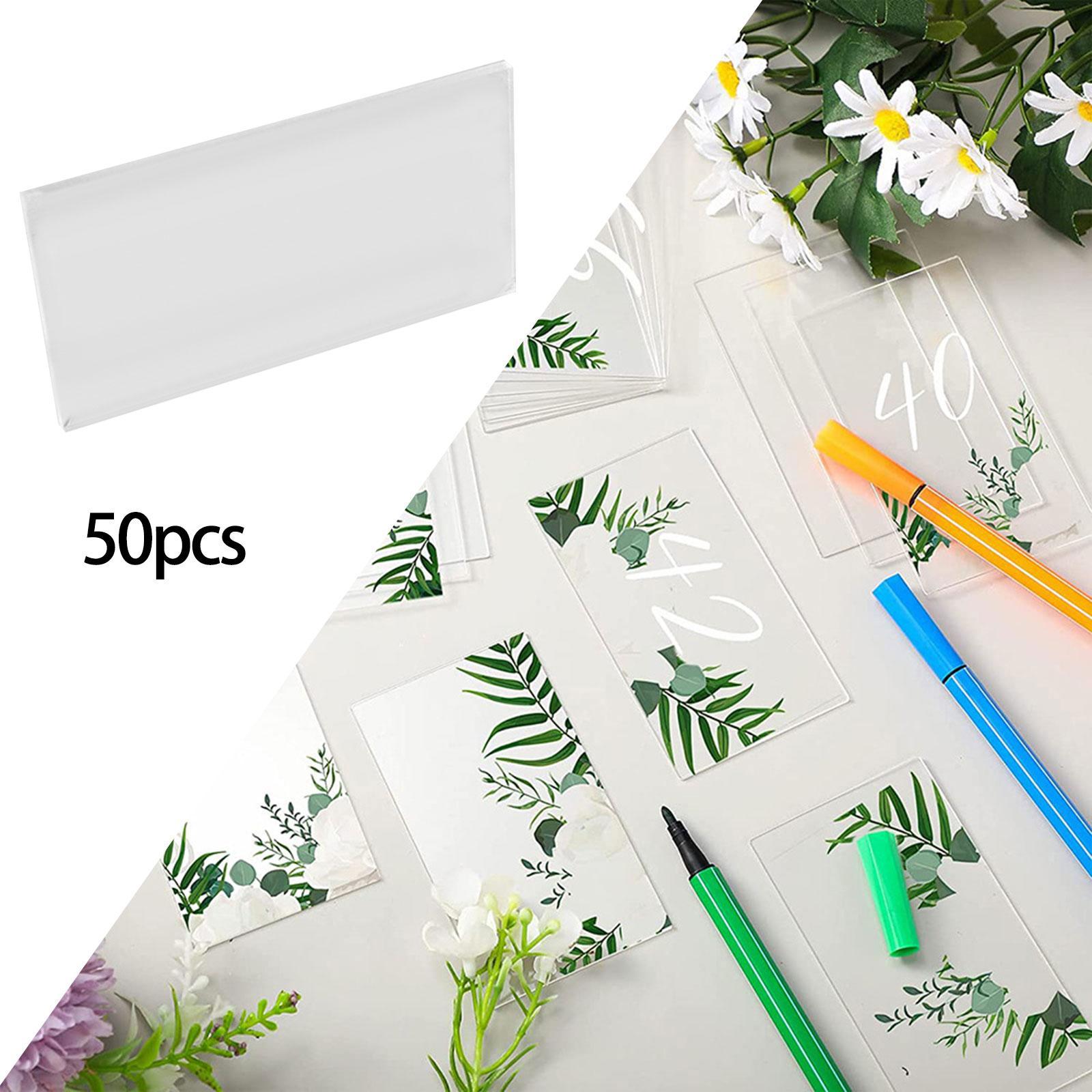 Clear Acrylic Place Cards for Wedding, DIY Message Cards, Acrylic Blank Table Number Cards, Wedding Seating Chart Cards for Party Wedding Reception