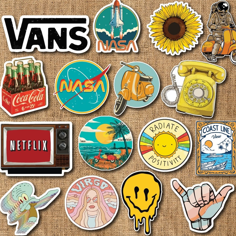 Sticker retro vintage decal dán laptop , điện thoại hình dán trang trí