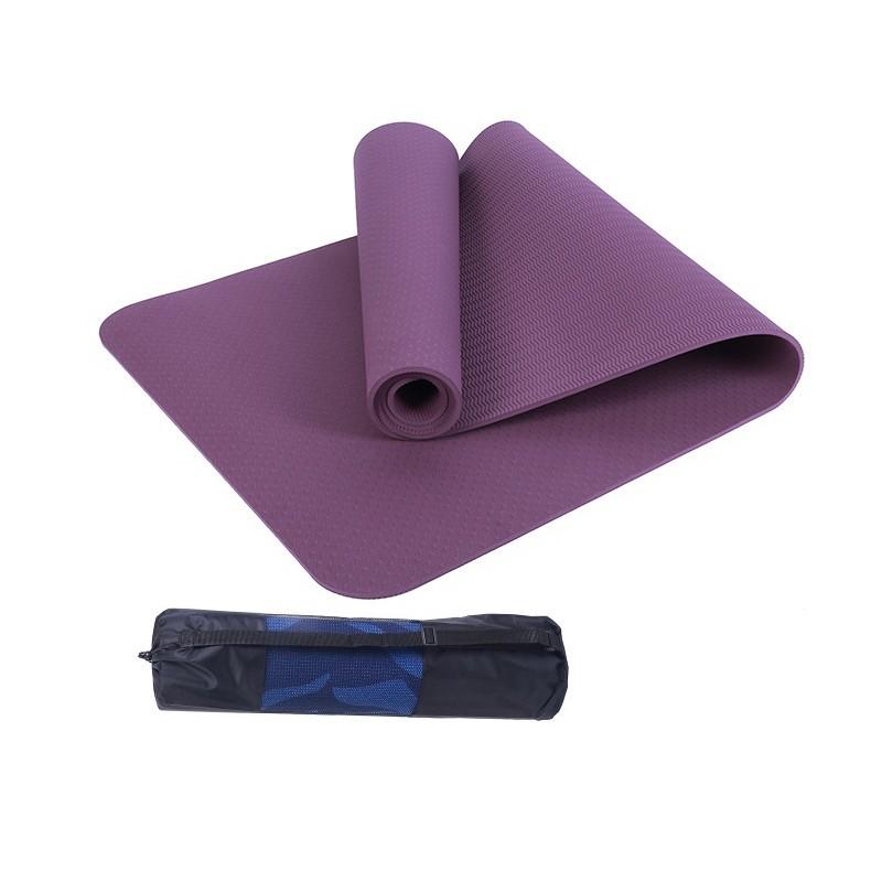 Thảm tập yoga đúc 1 lớp dày 8mm TPE siêu cao cấp(túi lưới+dây buộc thảm)