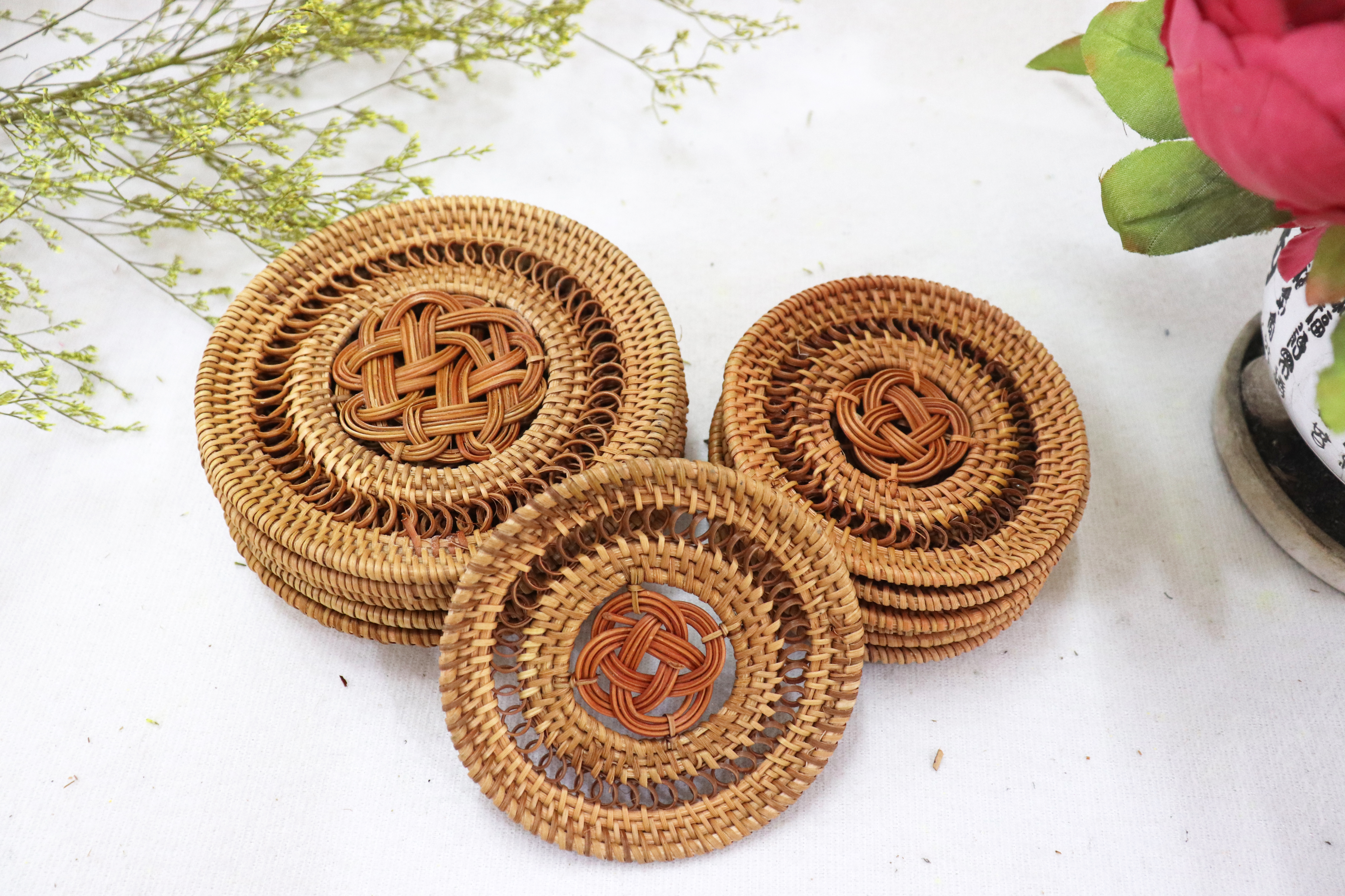 Lót ly bằng mầy, lót ly hoa D13cm