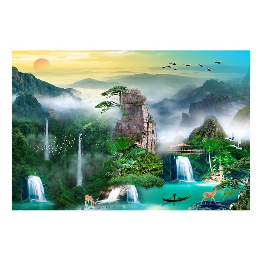 Tranh Dán Tường Sơn Thủy 3D ST054