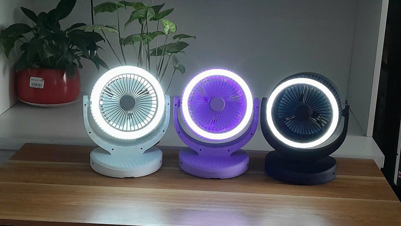 Quạt sạc tích điện để bàn kiêm đèn ngủ Nineshield KBQD01 - Hàng chính hãng