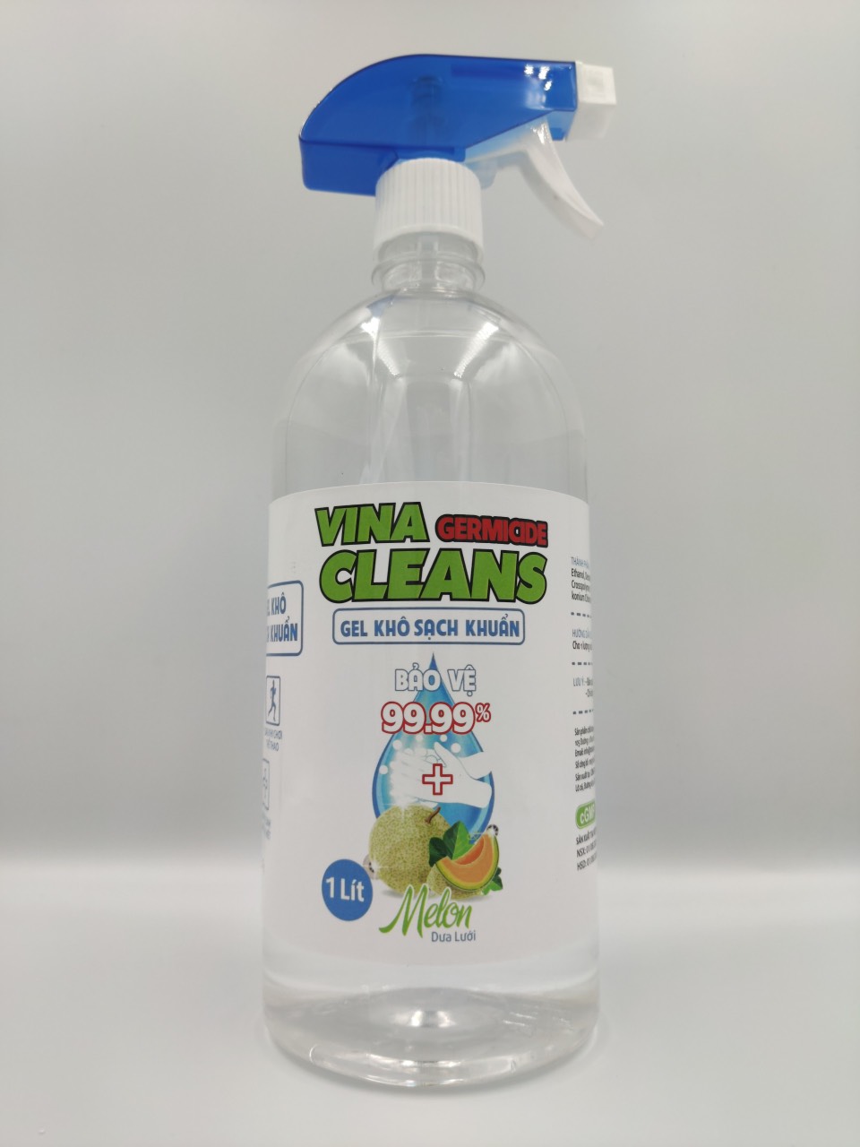 Gel khô rửa tay sạch khuẩn Vina Cleans 1 Lít Hương Dưa Lưới