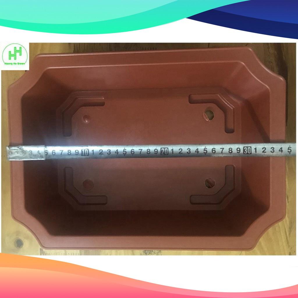 1 Chậu Nhựa Trồng Cây Mini Hình Chữ Nhật Màu Nâu Siêu Đẹp Kích Thước 350x255x90 - Sản xuất bởi NHỰA BÌNH THUẬN