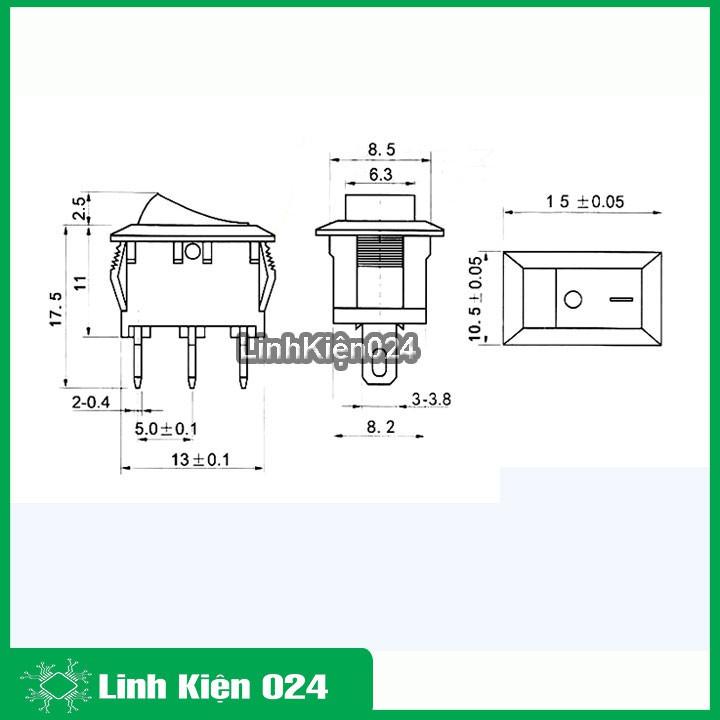 Bộ 10 Công Tắc Bập Bênh KCD1 250VAC-6A Có Đèn