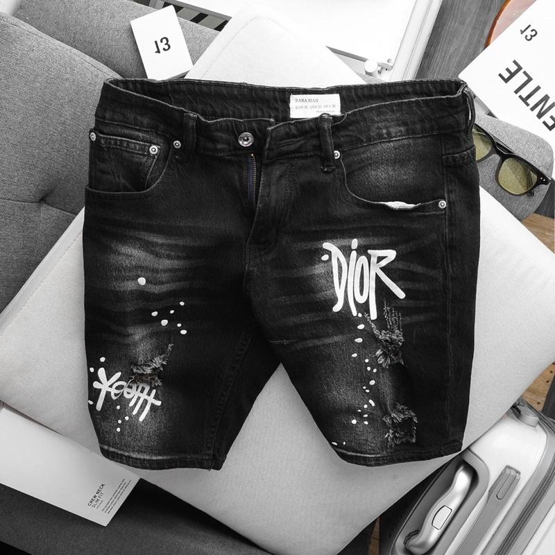 Quần Short Jean nam chất Bò cao cấp xám đen