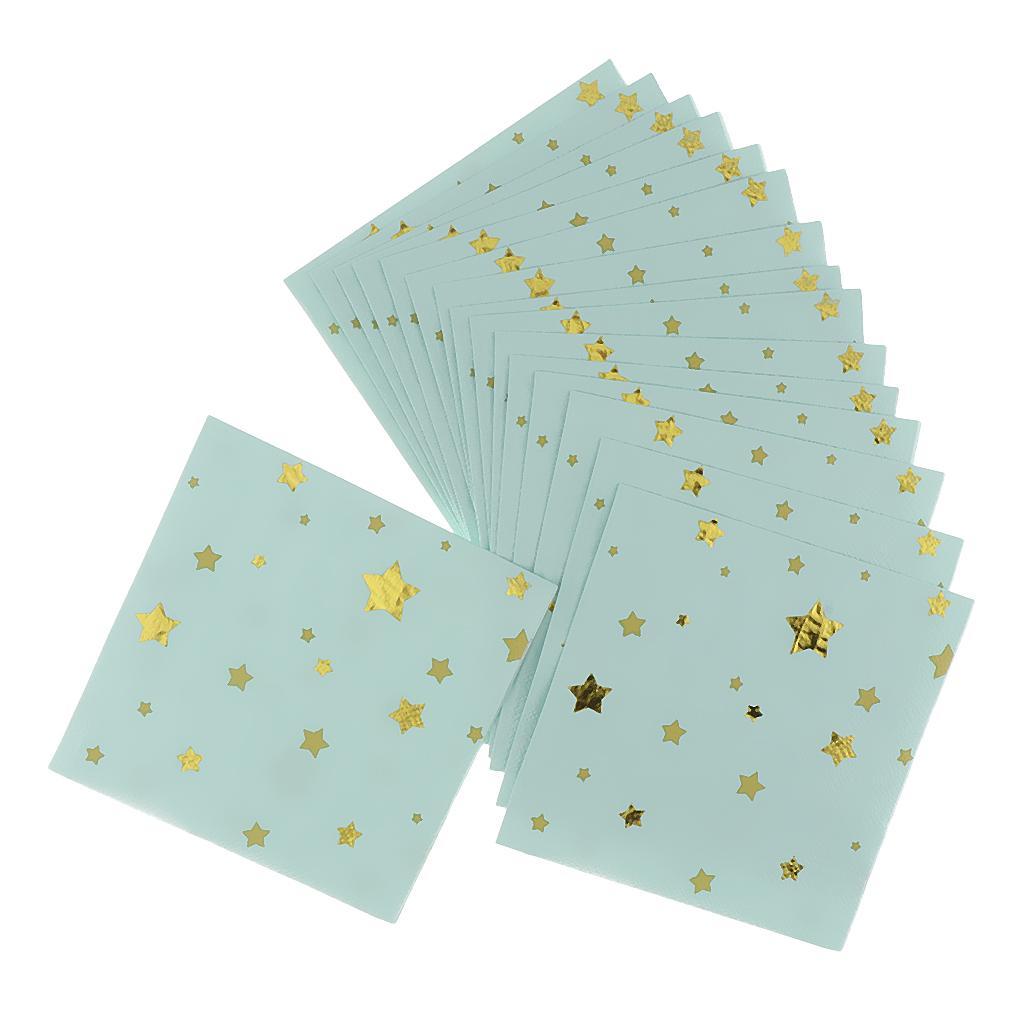 36pcs Star Disposable Paper Napkin Cups Plates for Party Table Decor Blue