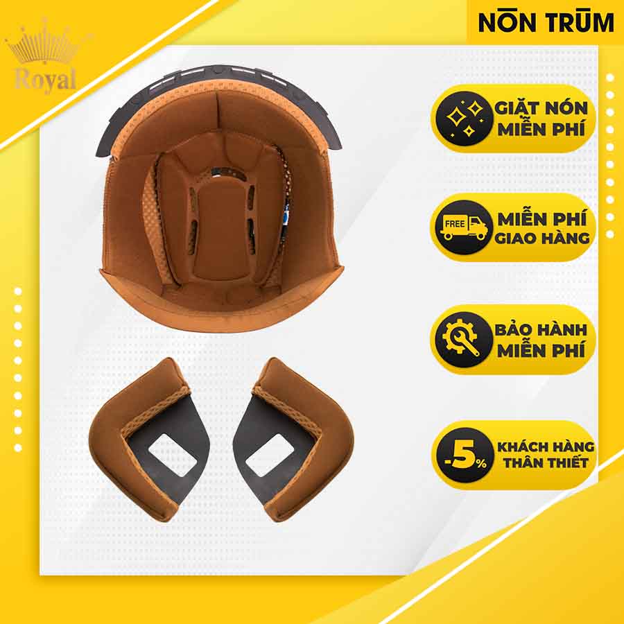 Lót nón bảo hiểm 3/4 Royal M139 gồm 1 lót và 2 ốp tai phiên bản mới