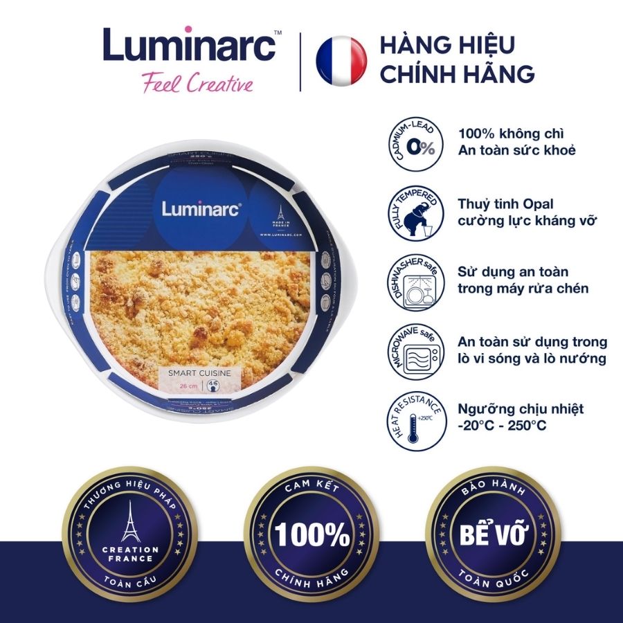 Khay Nướng Tròn Thuỷ Tinh Luminarc Smart Cuisine 28cm - LUKHN3165