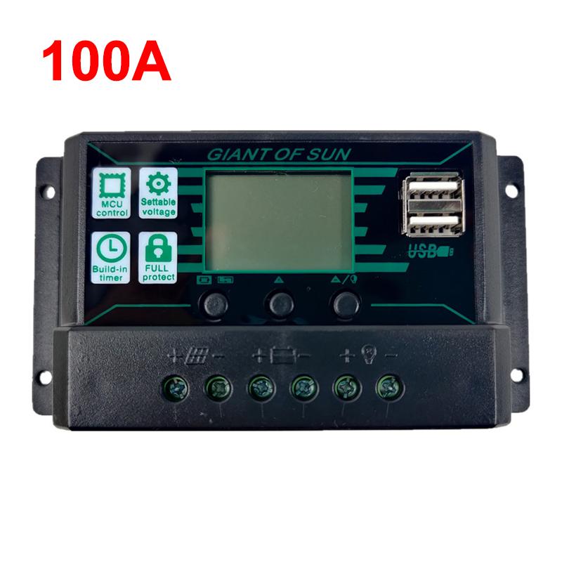 Bảng điều khiển năng lượng mặt trời có thể gập lại 300W Dual USB/TYPE C/DC Tế bào năng lượng mặt trời gấp ngoài trời có thể bảo vệ Bộ sạc pin năng lượng mặt trời cho điện thoại RV Car Camping Màu sắc: Bộ điều khiển 100A