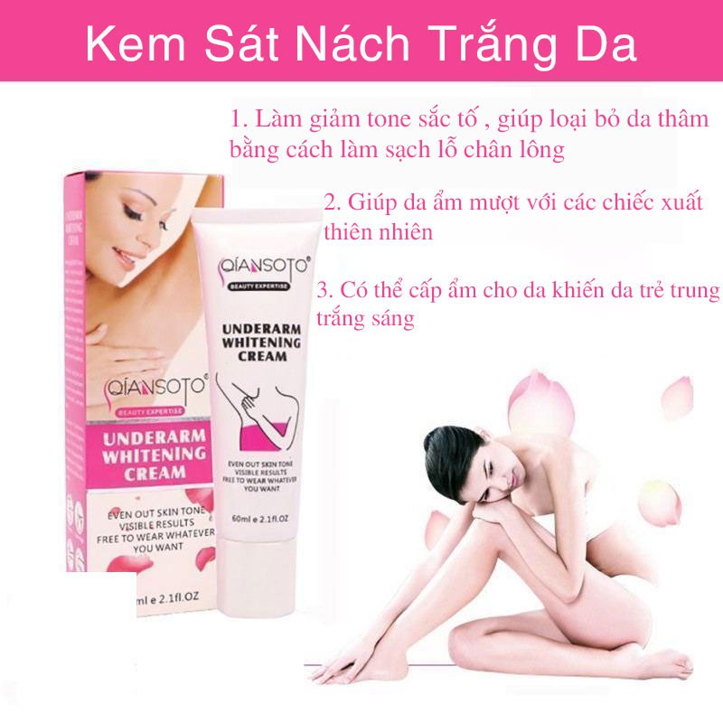 QIANSOTO Kem Giảm Thâm Nách Mông Làm Trắng Da Dưỡng Ẩm Khử Mùi Hôi