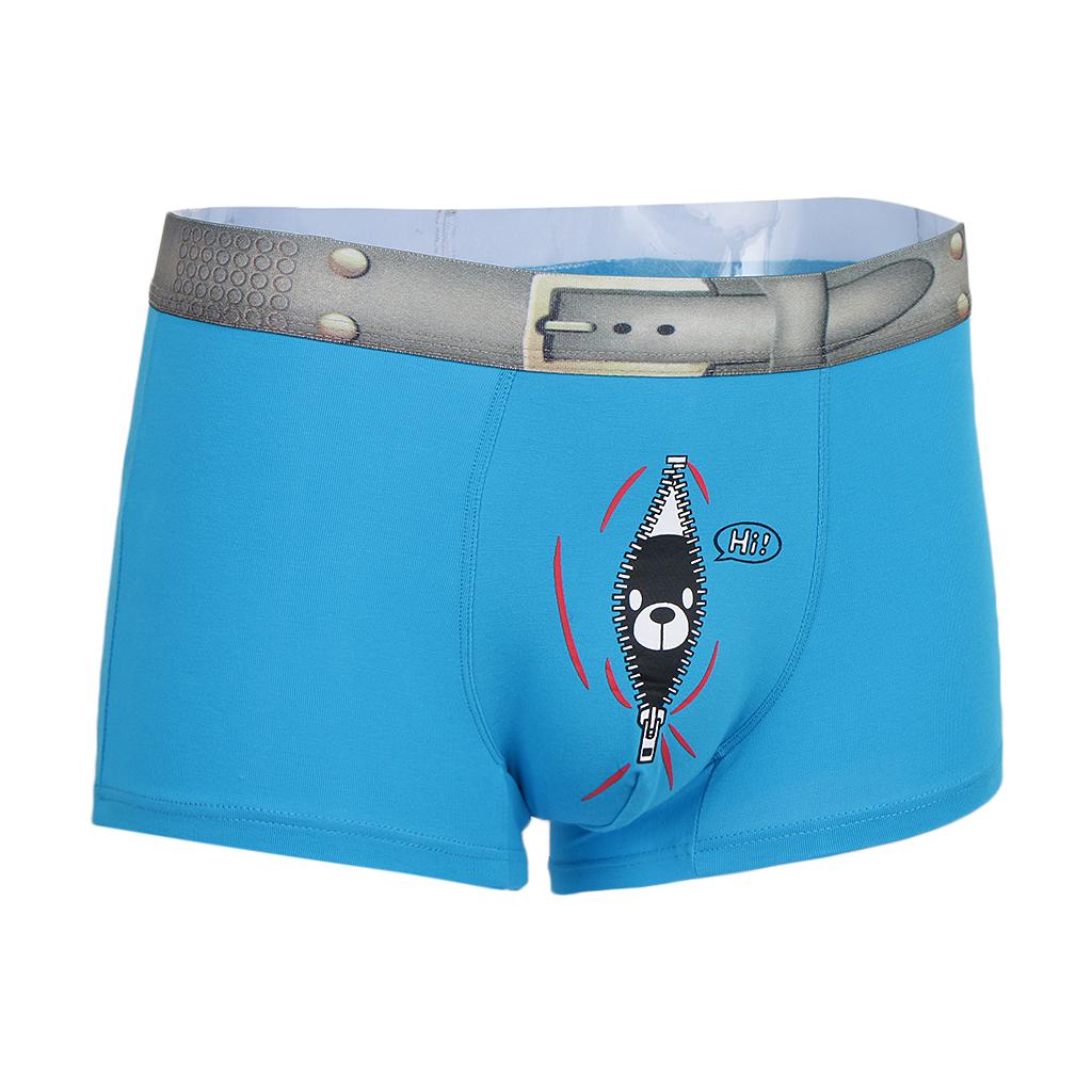 2x Men's Cotton Briefs Bulge Pouch Shorts Bear Printed Underwear Trunks Soft