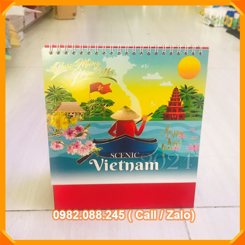 Lịch bàn 2024 năm kích thước 16cm x 24cm mẫu ngẫu nhiên