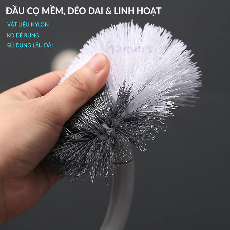 Chổi Cọ Bồn Cầu Nhà Vệ Sinh Hamart Kèm Móc Treo Đầu Uốn Cong Chà Sạch Khe Hẹp WC Cao Cấp