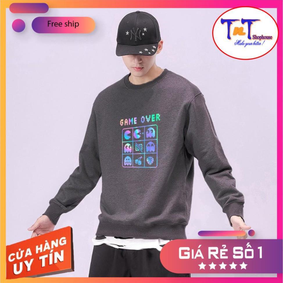 AS22 Áo Sweater Game Over Phản Quang Áo Nỉ Dài Tay Unisex Nam Nữ thời trang cao cấp sinh viên học sinh