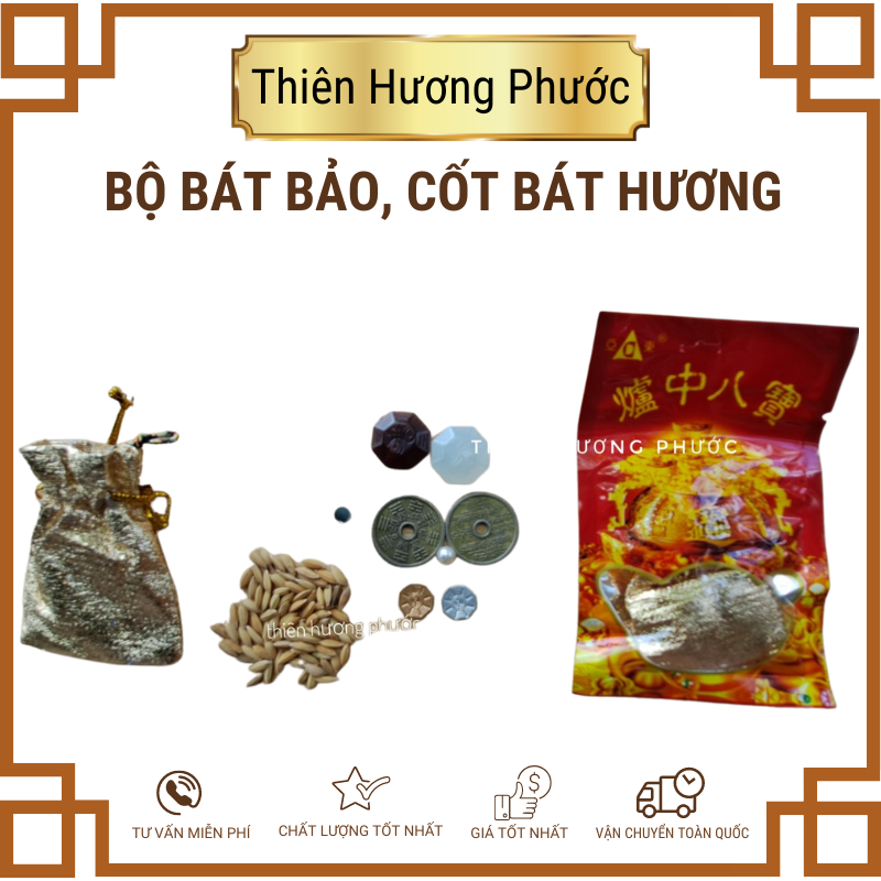 Túi an lư, bát bảo lư nhang, cốt bát hương [bộ cơ bản]