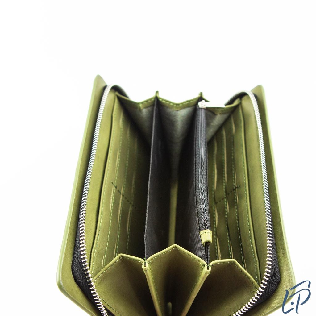 Ví dài cầm tay da sáp, clutch nam da bò sáp một khóa kéo LPC88