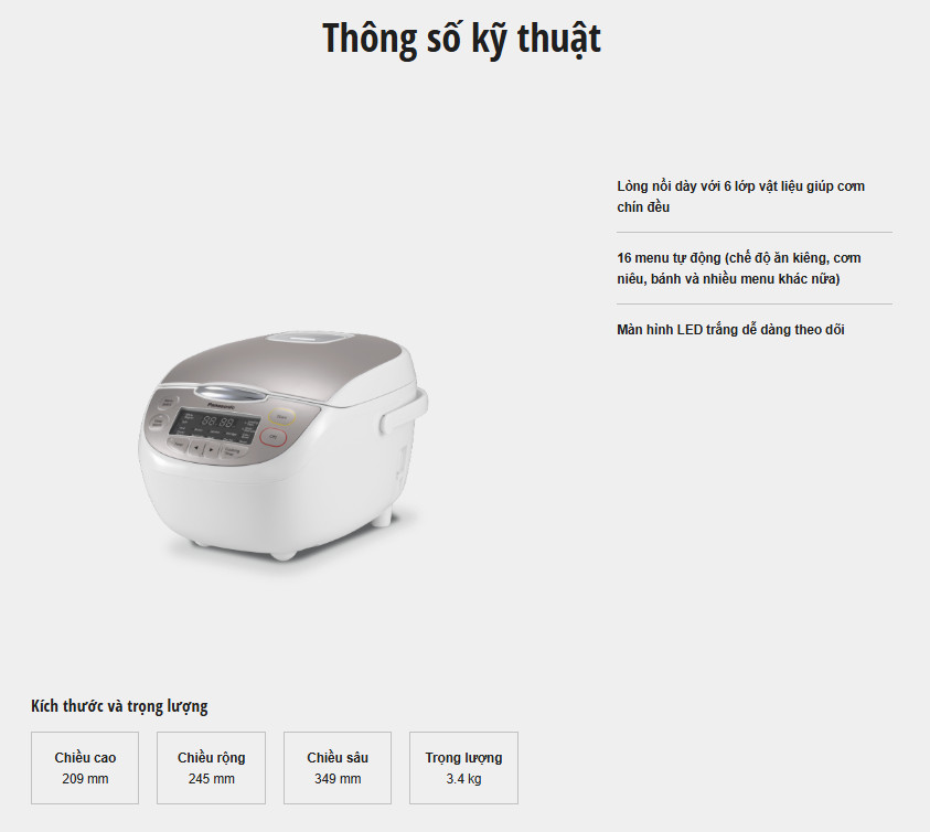 Nồi Cơm Điện Tử Panasonic SR-CL108WRA (1.0L) – Nấu Ngon, Giữ Dinh Dưỡng, Chuẩn Nhật [ Hàng Chính Hãng ]