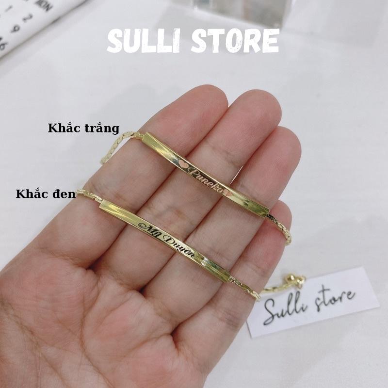 Vòng tay lắc tay nữ Gold bar dây rút khắc tên theo yêu cầu freesize Sulli store