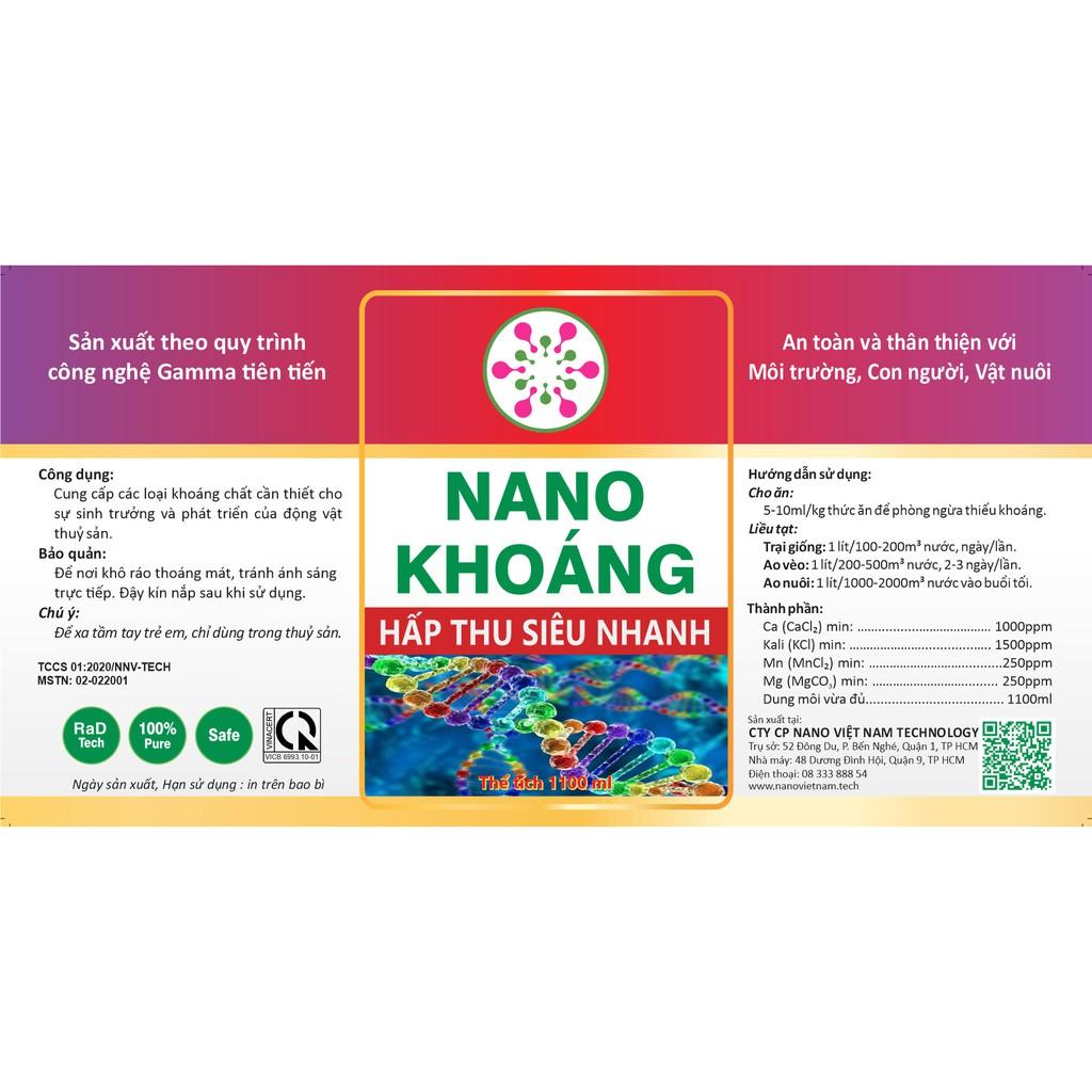 Nano khoáng 100% nguyên chất Nano Vietnam Tech cho tôm, cá và động vật thủy sinh 1100ML