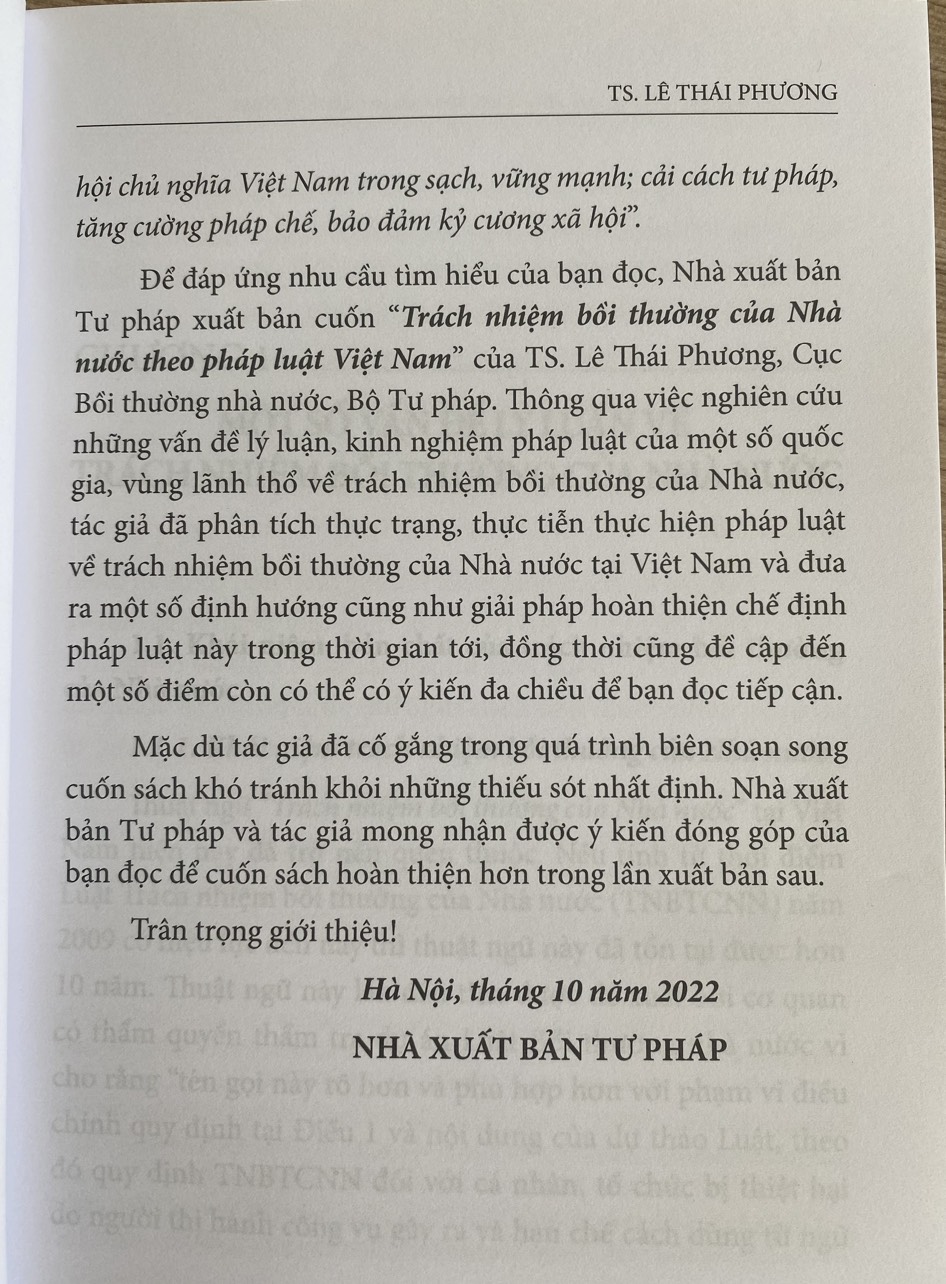 Trách nhiệm bồi thường của Nhà nước theo pháp luật Việt Nam