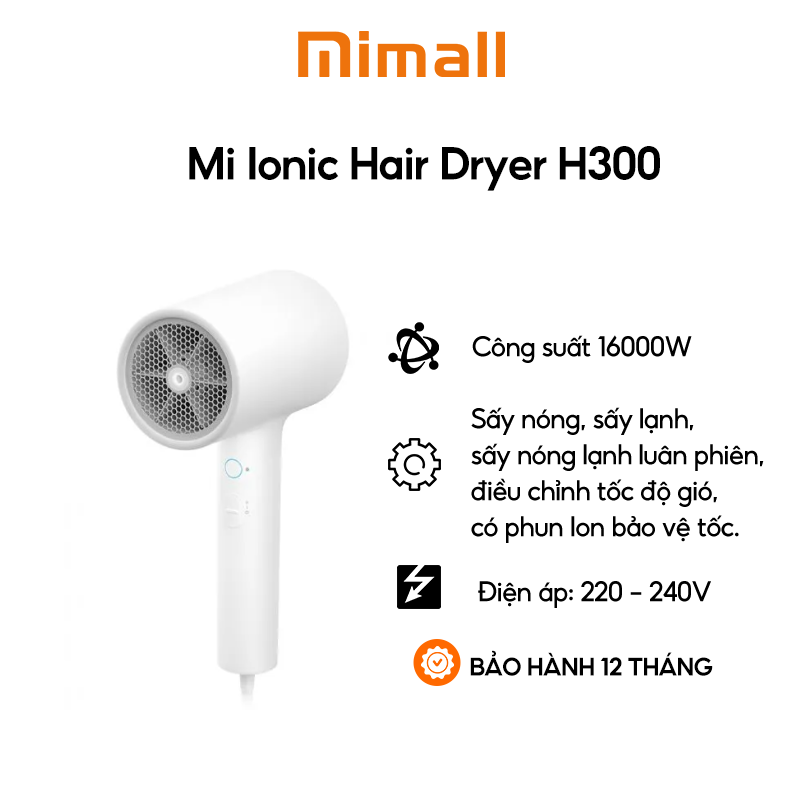 Máy sấy tóc Xiaomi Mi Ionic Hair Dryer H300 EU BHR5081GL CMJ02ZHM - Hàng chính hãng