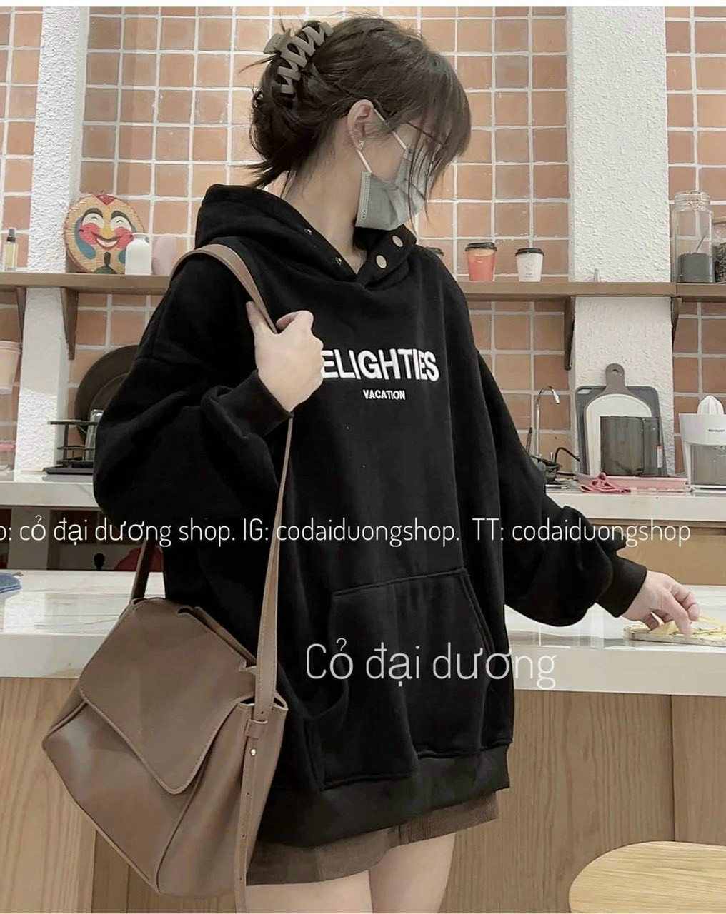 Áo hoodie phối khuy đỏ thêu Delighties Unisex Nỉ ngoại form rộng tay phồng kiểu dáng vintage đường phố peonyb, Áo khoác hoodie form rộng nam nữ DELIGHTIES áo khoác hoodie phong cách hàn quốc