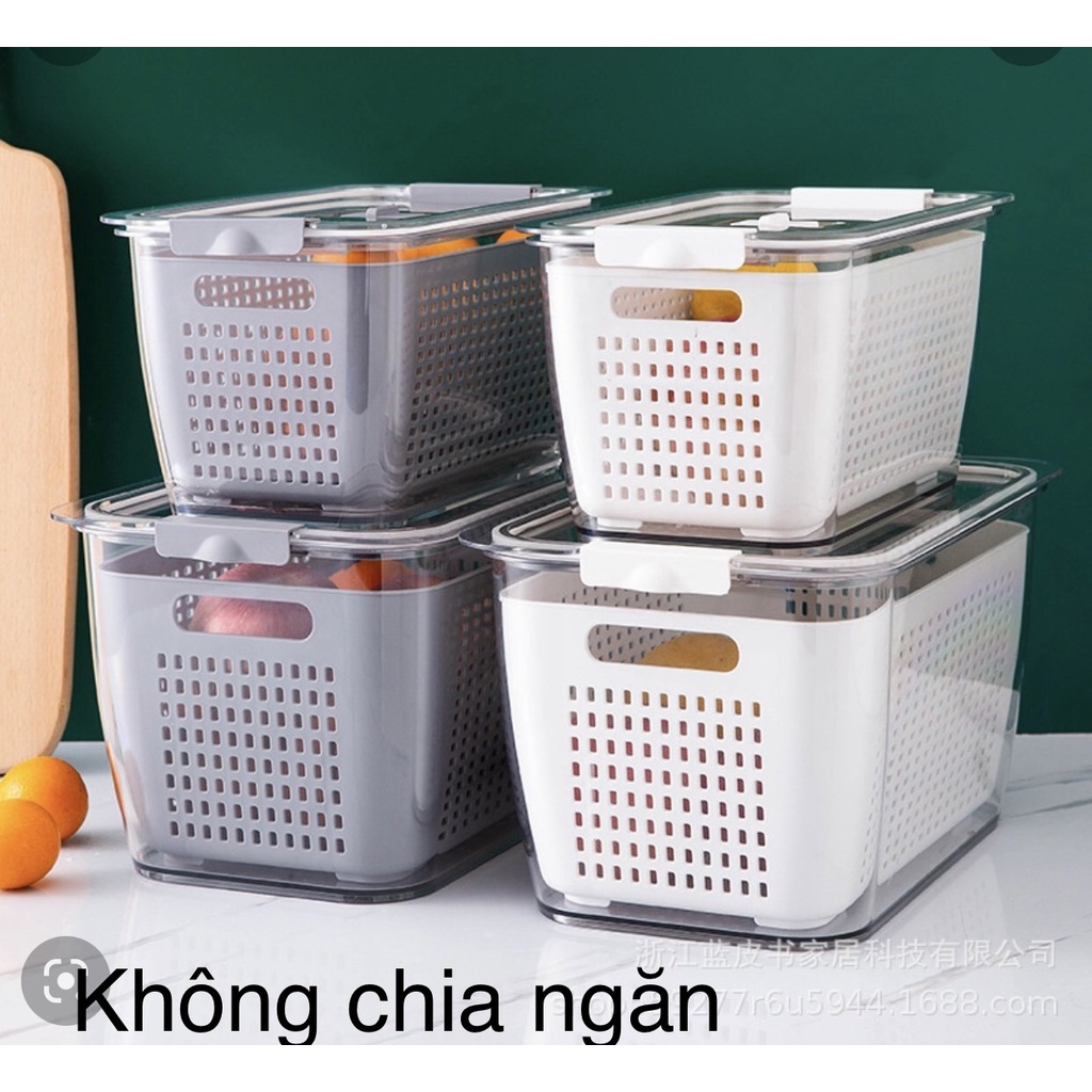 Bộ 2 hộp Hokori để và bảo quản thực phẩm trong tủ lạnh luôn tươi ngon thiết kế 2 lớp, bên trong là rổ, bên ngoài là hoojpj trong suốt, có nắp kín