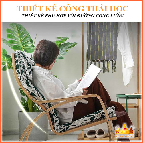 Ghế Poang Thư Giãn Bập Bênh ROYALDECORHN, Ghế Bập Bênh Thư Giãn Nghỉ Ngơi Đọc Sách Xem Tivi - Nội Thất Phòng Khách, Phòng Làm Việc