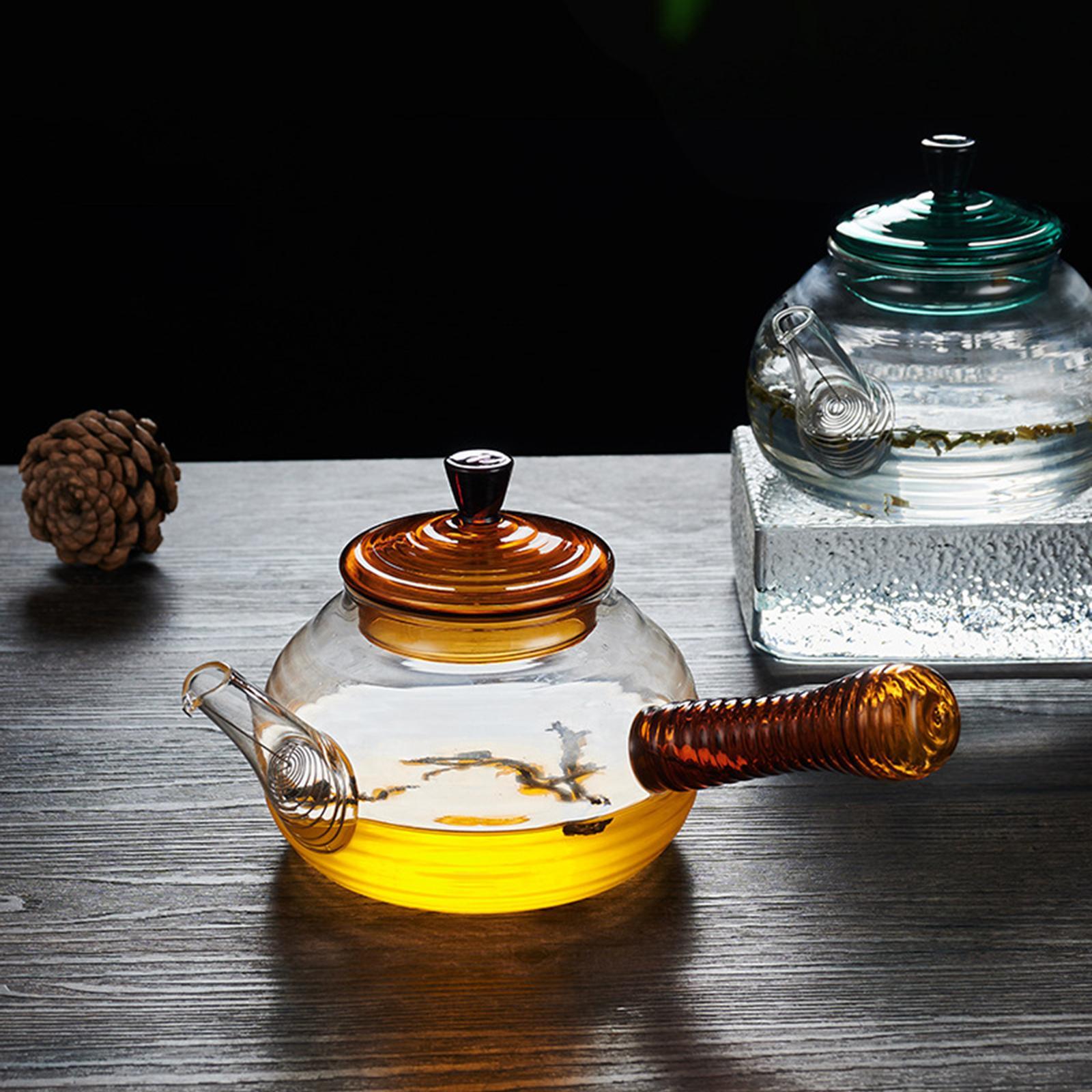 Borosilicate Glass Teapot with Tea Strainer Hand Blowing Clear Tea Pot for Loose Leaf Tea