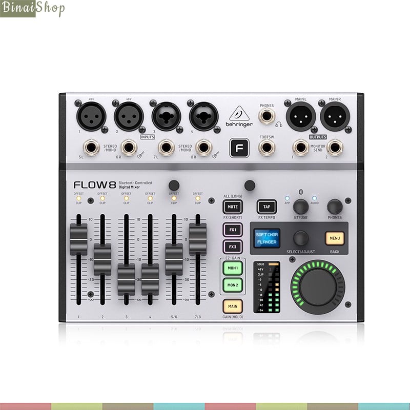 Behringer Flow 8 - Mixer Cơ Lai Số 8 Kênh Đầu Vào, Hỗ Trợ Bluetooth, Cổng USB Phát Trực Tiếp- Hàng chính hãng