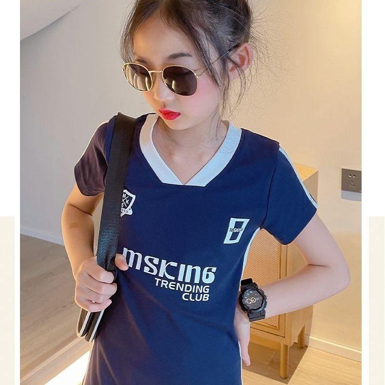 TOBE1SHOP Cô gái ăn mặc cotton mùa hè mỏng 2023 học sinh trung học cơ sở trẻ em lớn tây lưới váy vừa vặn màu đỏ