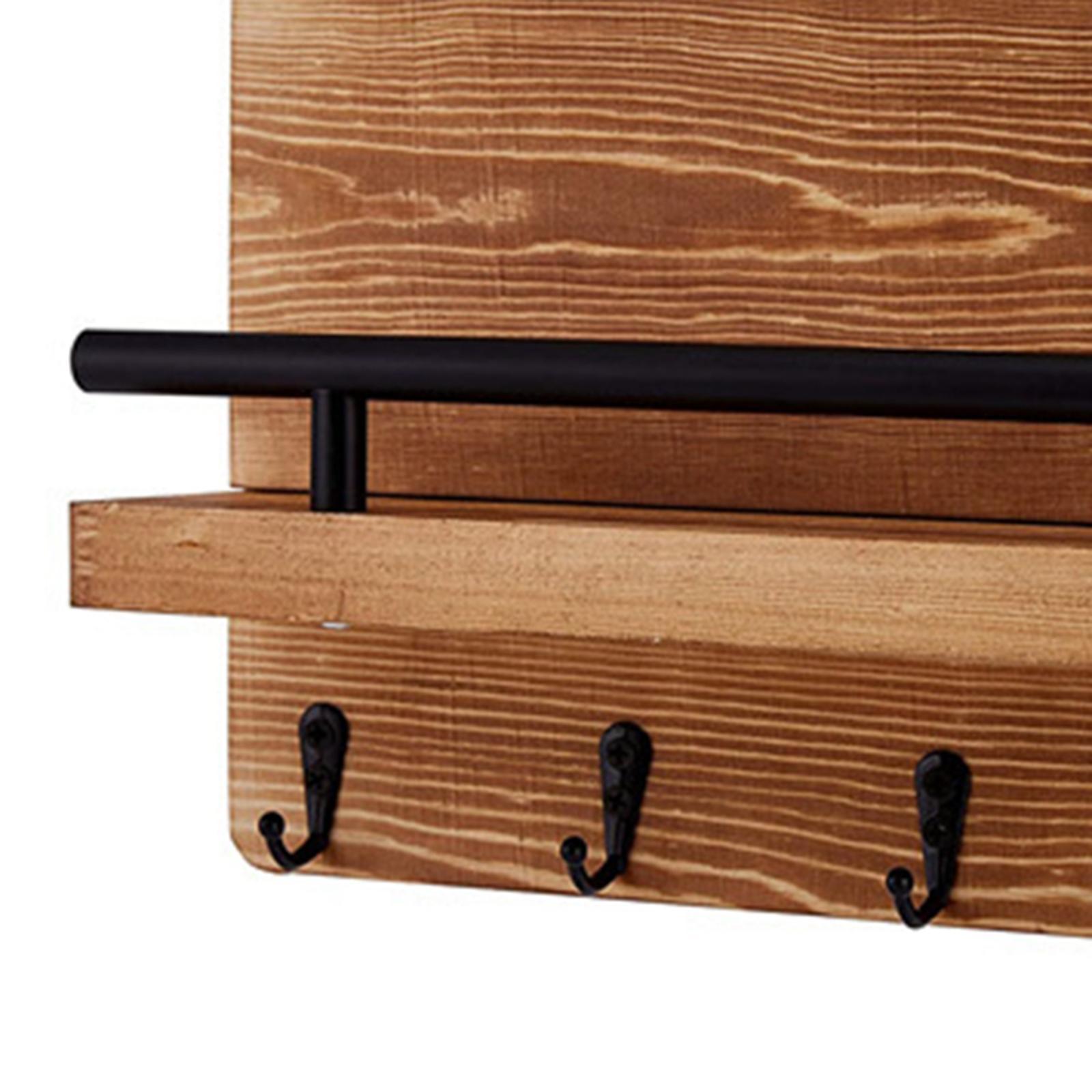 Wood Key Holder Mail Organizer Wall Mounted for Bathroom