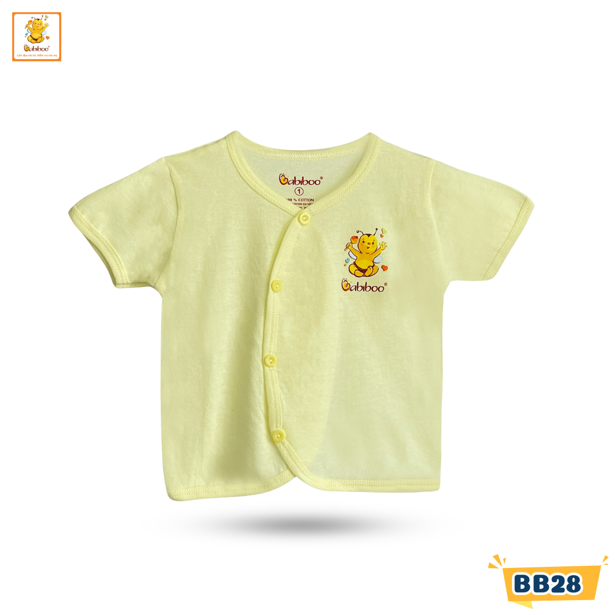 Áo sơ sinh Babiboo áo sơ sinh cổ tim, vải cotton mềm thấm hút tốt BB28